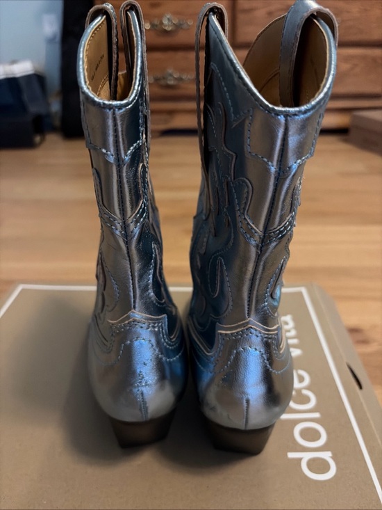 Dolce Vita Metallic Blue Western Ankle Boots - Picture 3 of 4